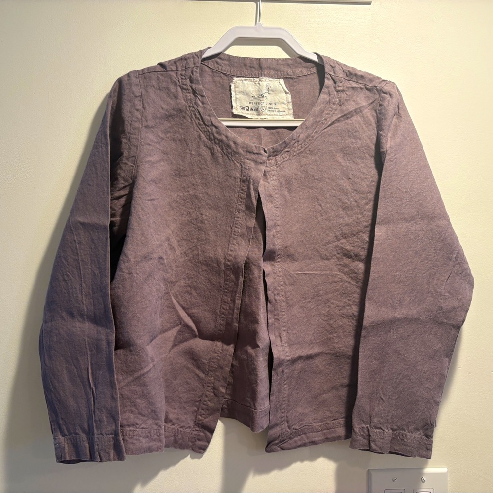 Not Perfect Linen Lindos Jacket in Caffe Mocha Purple - L